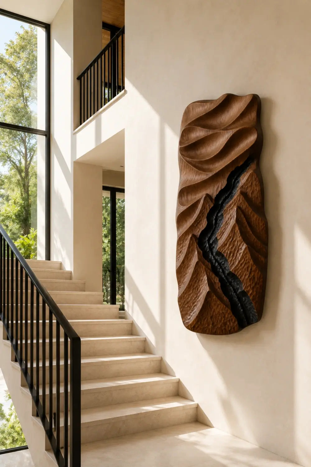 3D Wood Canyon Wall Relief | Carved Topographic Panel