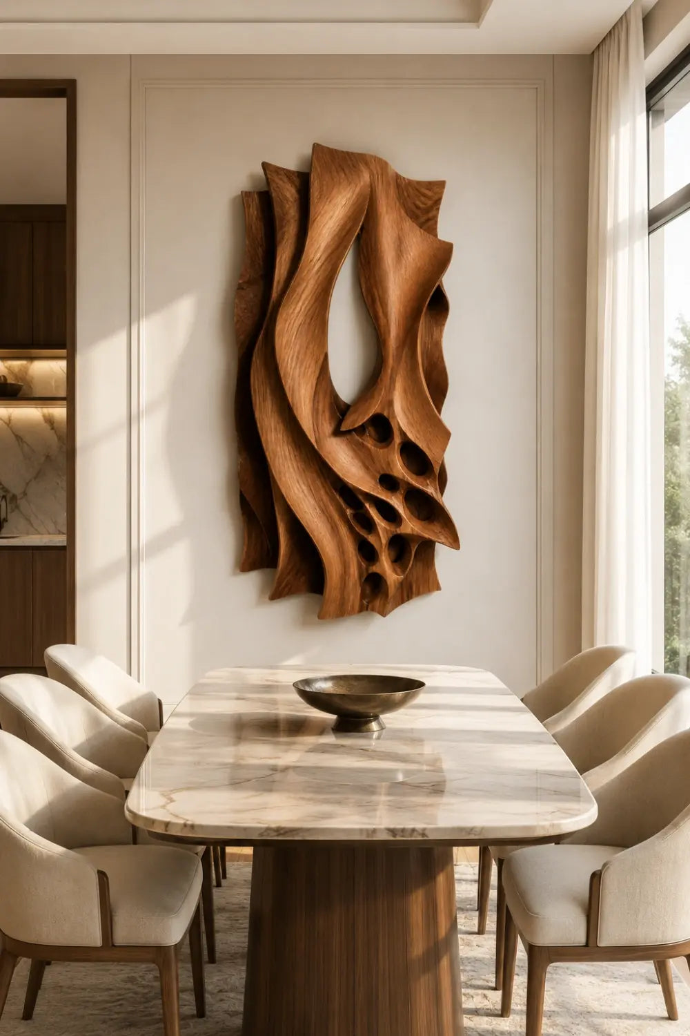 3D Organic Wood Wall Relief | Hollow Sculptural Panel