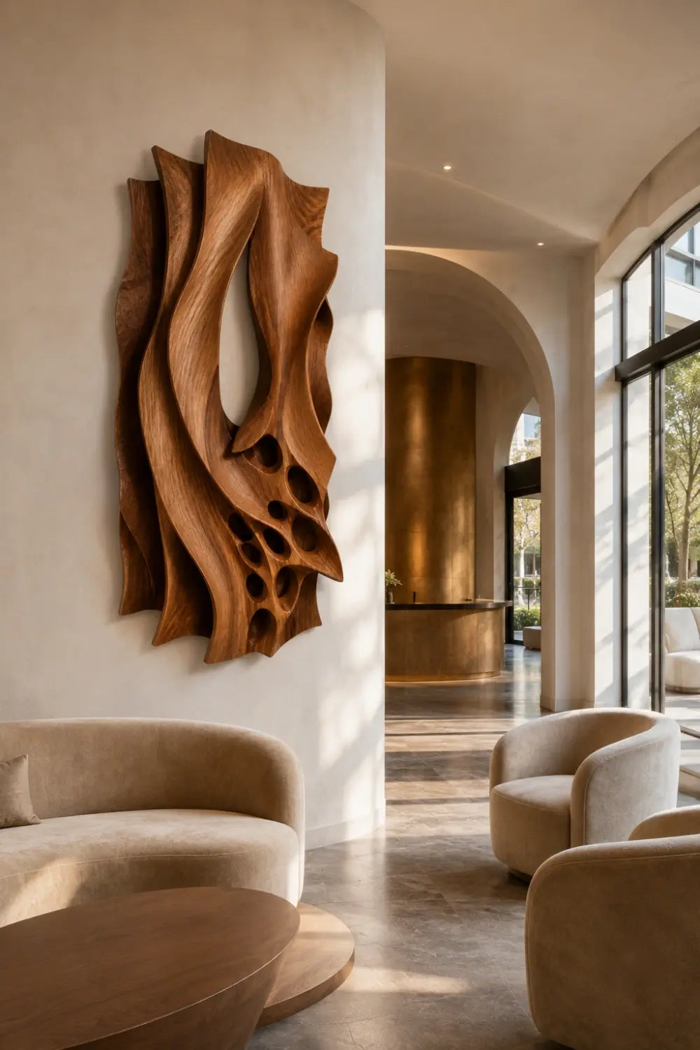 3D Organic Wood Wall Relief | Hollow Sculptural Panel