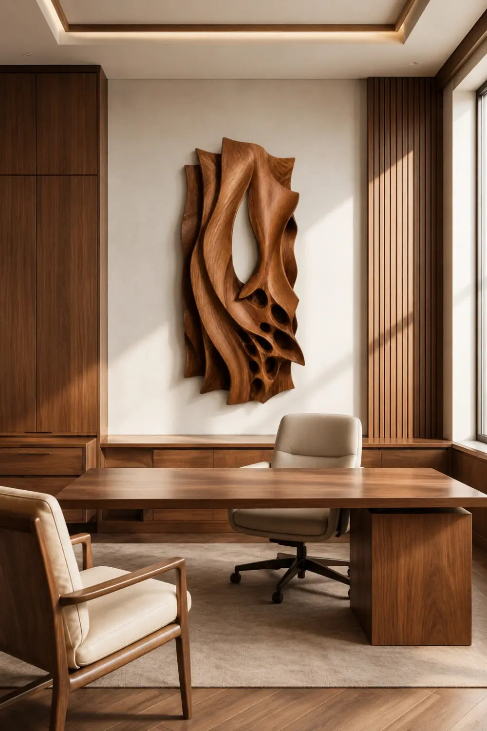 3D Organic Wood Wall Relief | Hollow Sculptural Panel