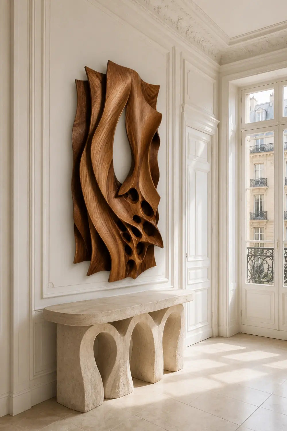 3D Organic Wood Wall Relief | Hollow Sculptural Panel