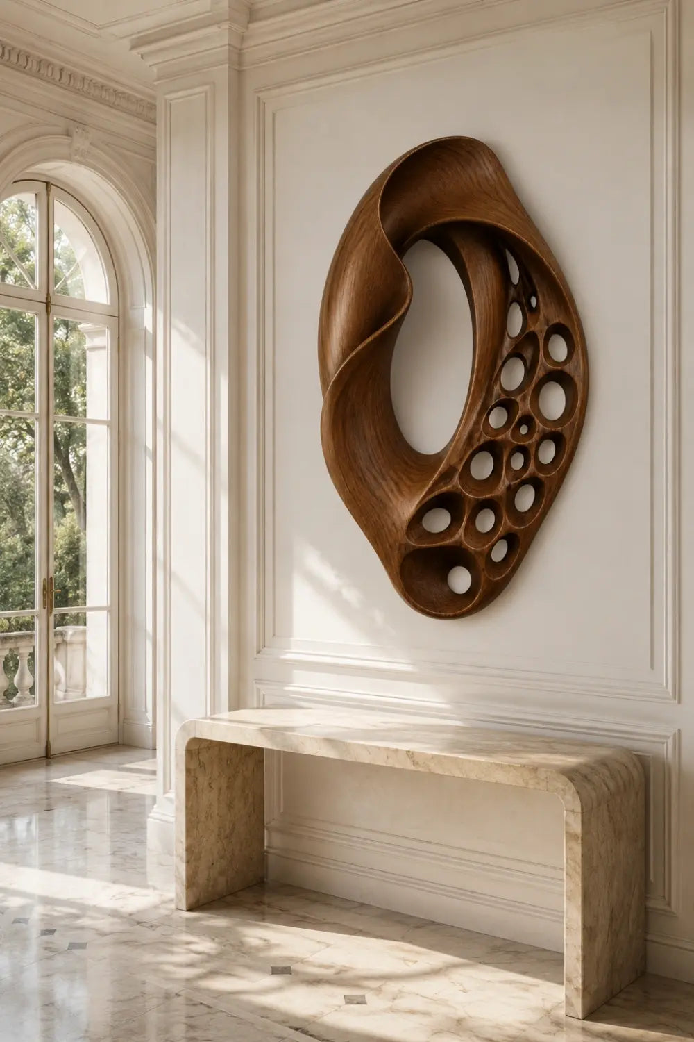 Modern Wood Loop Wall Relief | Carved Mobius Panel Art