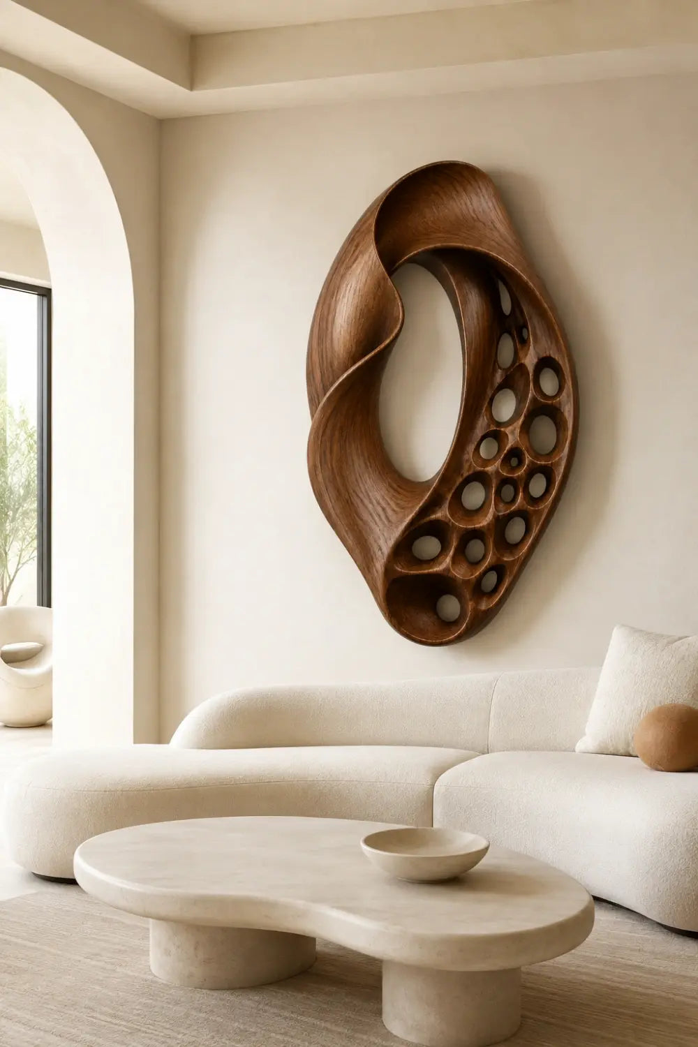 Modern Wood Loop Wall Relief | Carved Mobius Panel Art