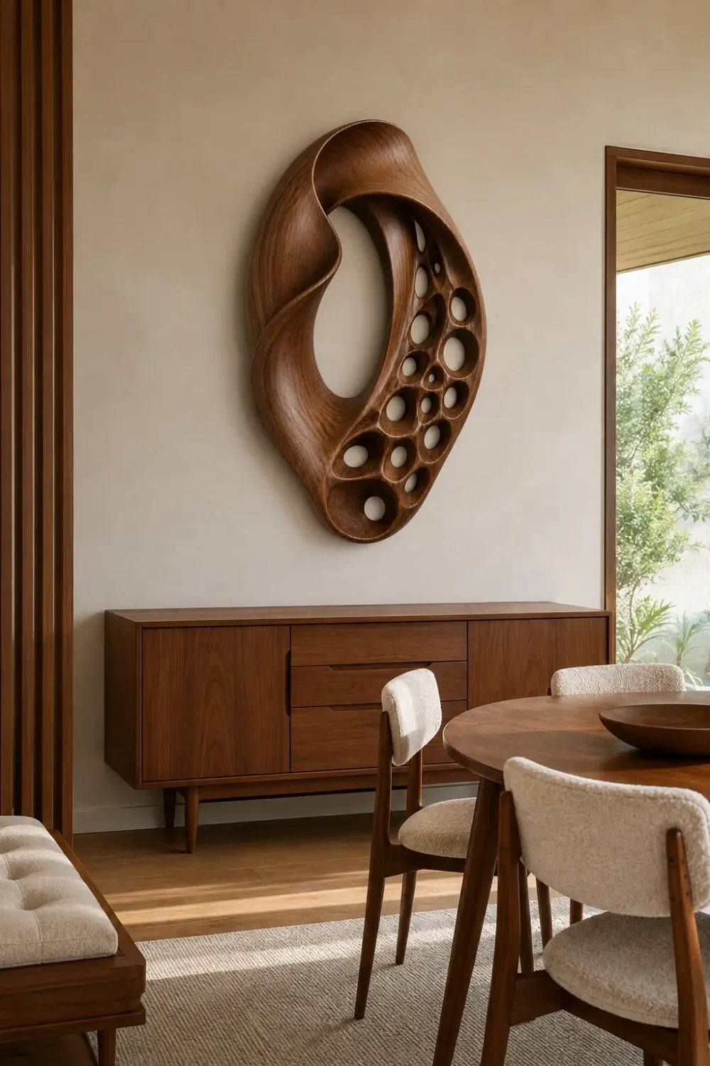 Modern Wood Loop Wall Relief | Carved Mobius Panel Art