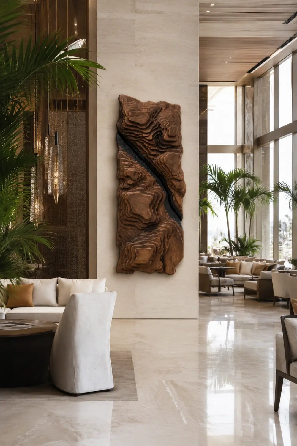 Topographic Wood Wall Relief | 3D Contour Panel Art