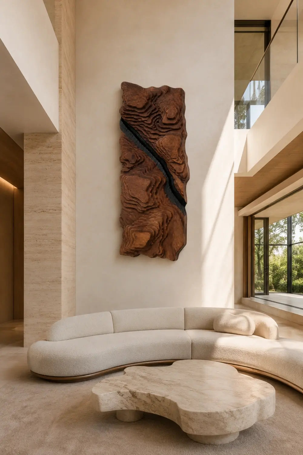 Topographic Wood Wall Relief | 3D Contour Panel Art