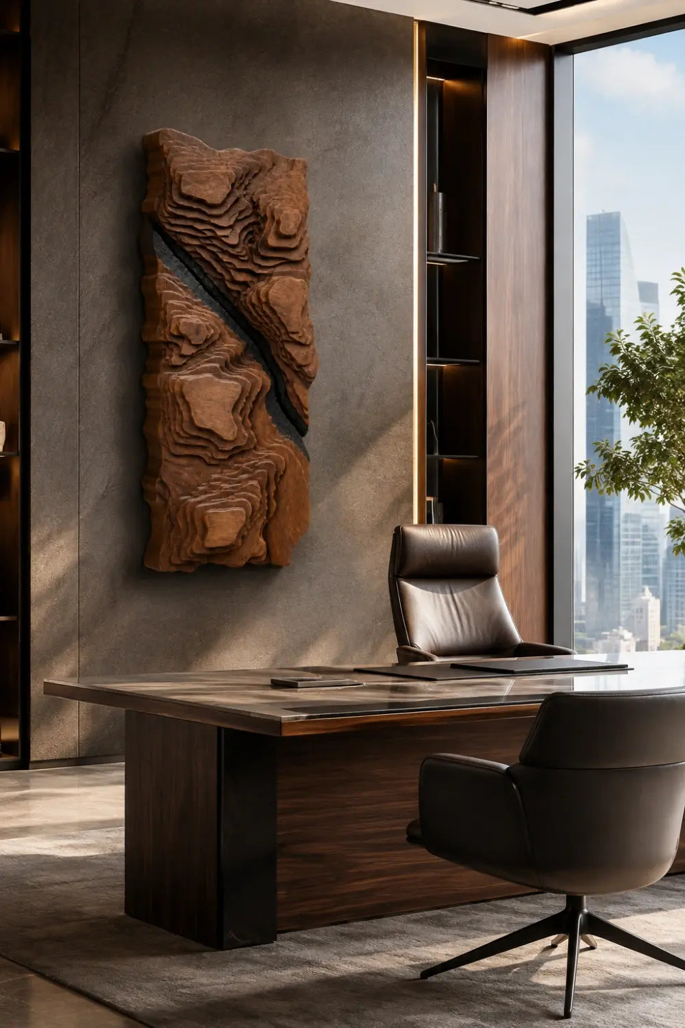 Topographic Wood Wall Relief | 3D Contour Panel Art