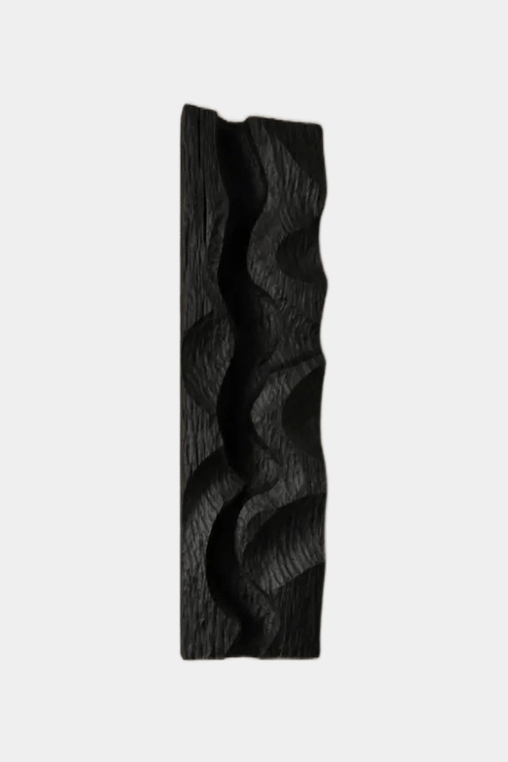 Modern Black Wood Wall Art | Carved Wave Wall Sculpture for Living Space