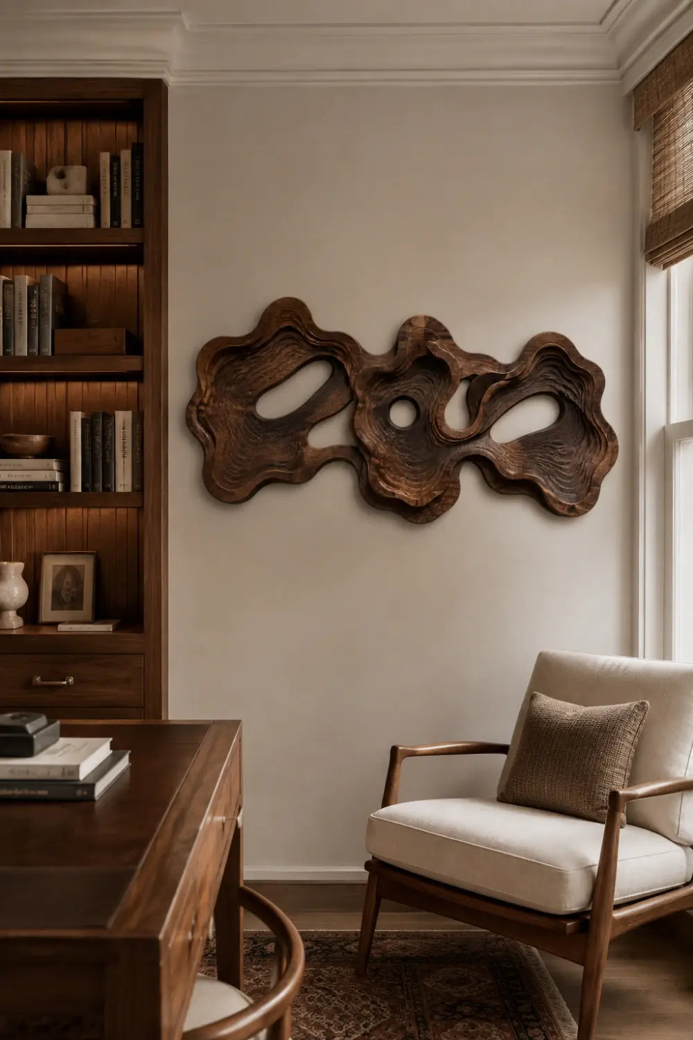 Modern Topographic Layered Wood Wall Art | Carved Abstract Relief Panel