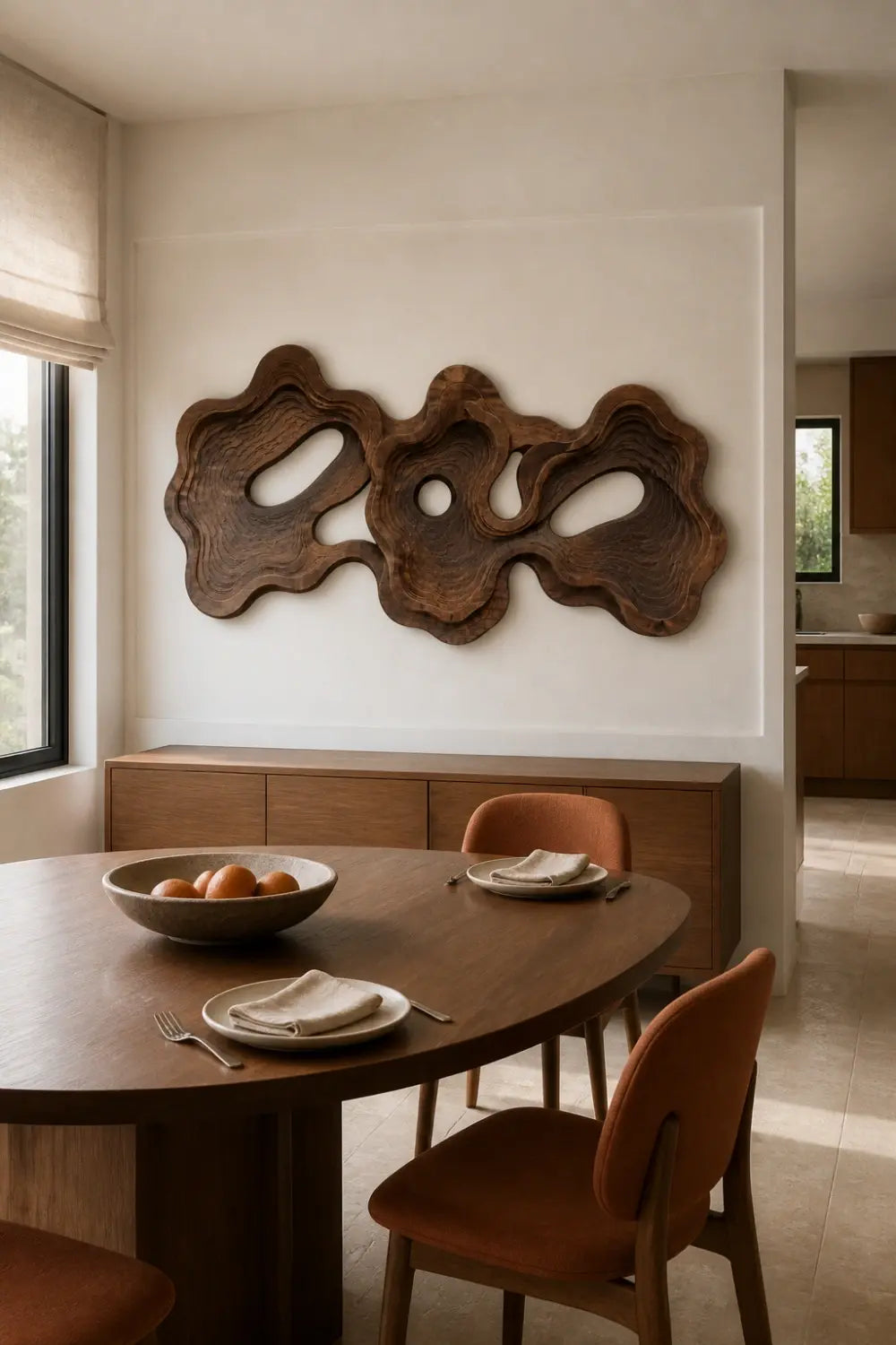 Modern Topographic Layered Wood Wall Art | Carved Abstract Relief Panel
