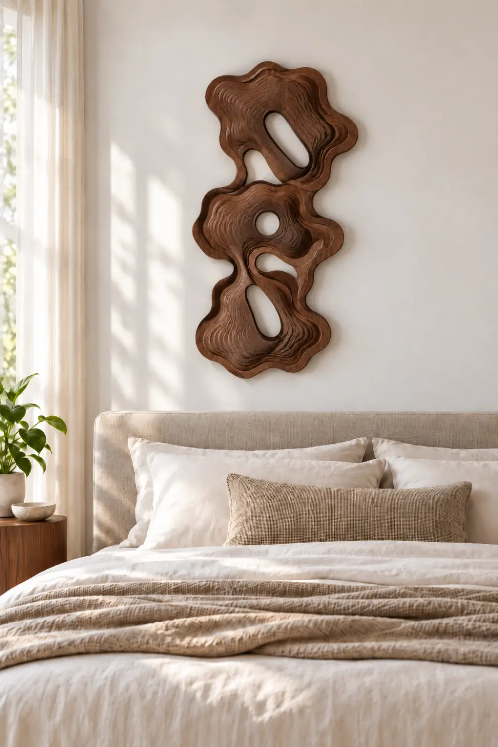 Modern Topographic Layered Wood Wall Art | Carved Abstract Relief Panel