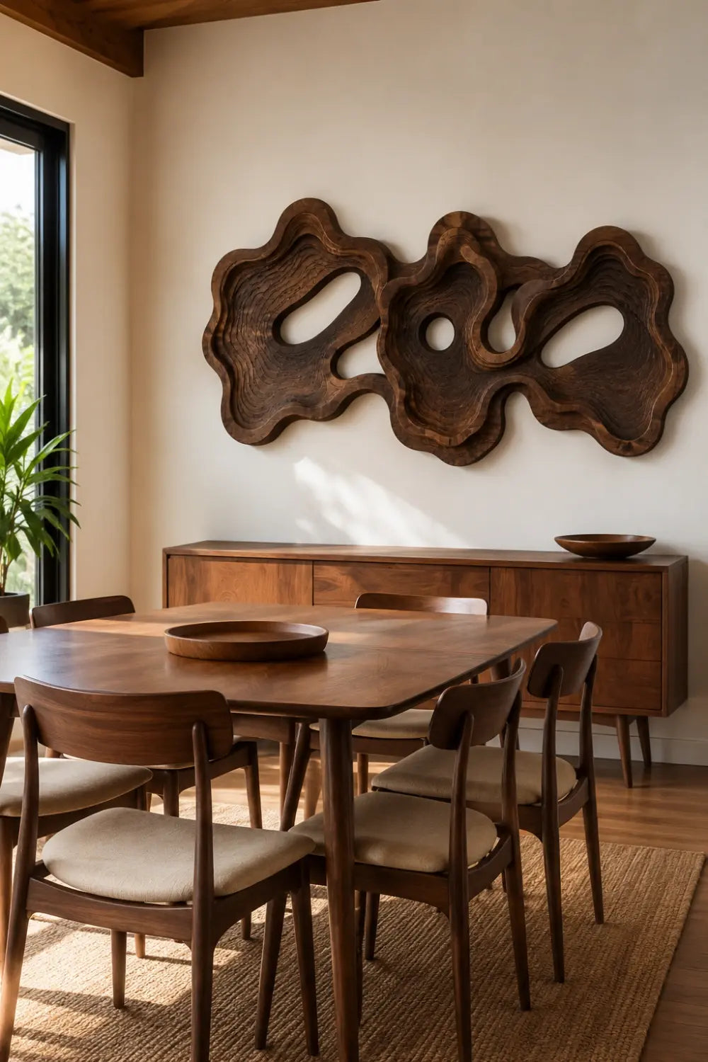 Modern Topographic Layered Wood Wall Art | Carved Abstract Relief Panel