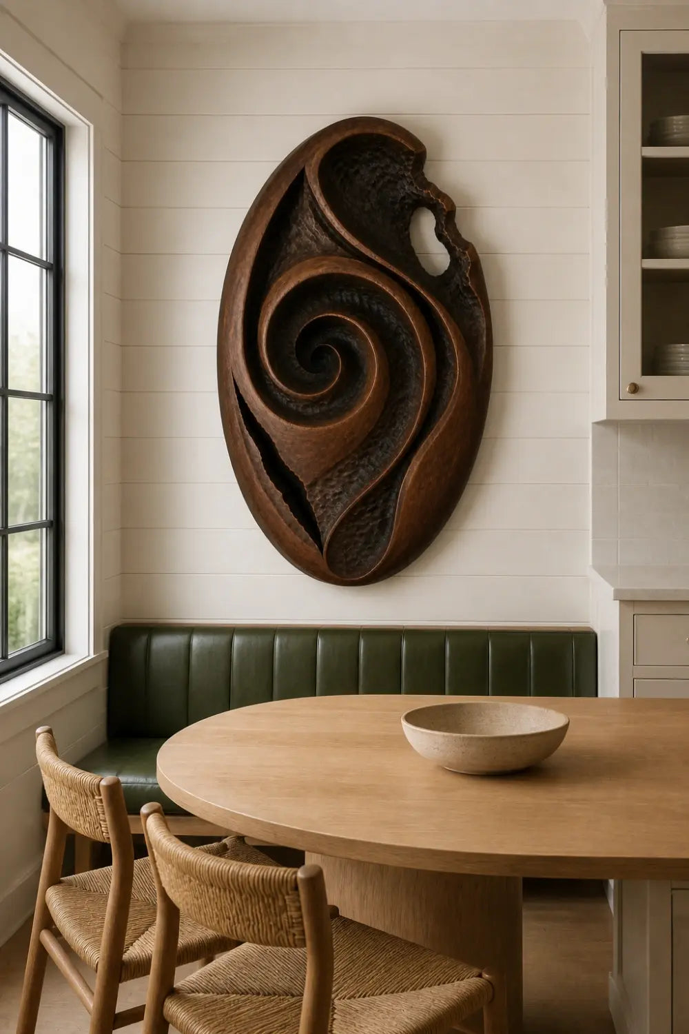 Wood Wall Medallion Relief Sculpture | Modern Radial Texture Art Decor