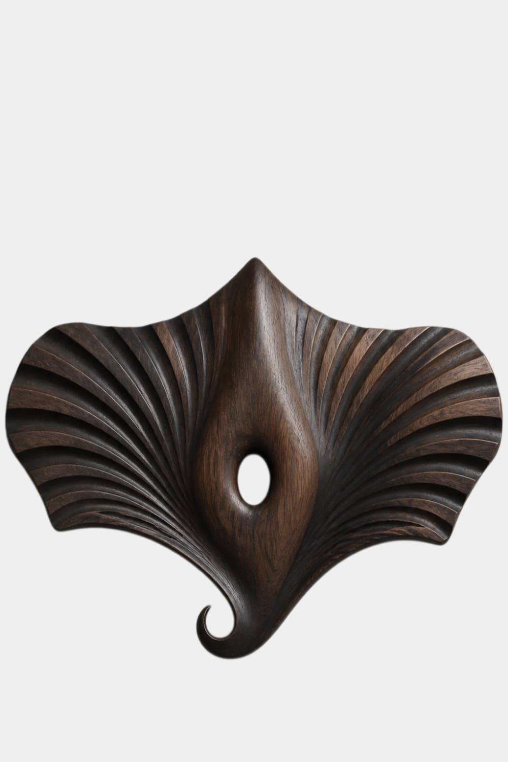 Modern Wooden Manta Ray Wall Sculpture | Carved Winged Oceanic Relief Decor