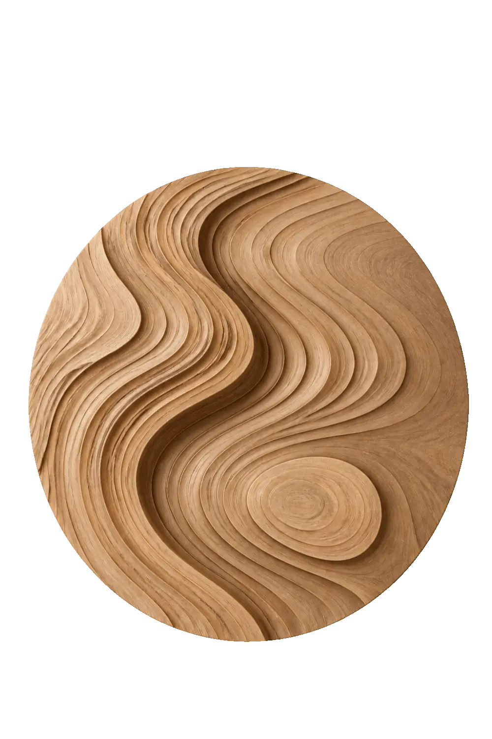 Zen Circular Wood Wall Art Sculpture | Flowing Contour Relief Decor Plaque