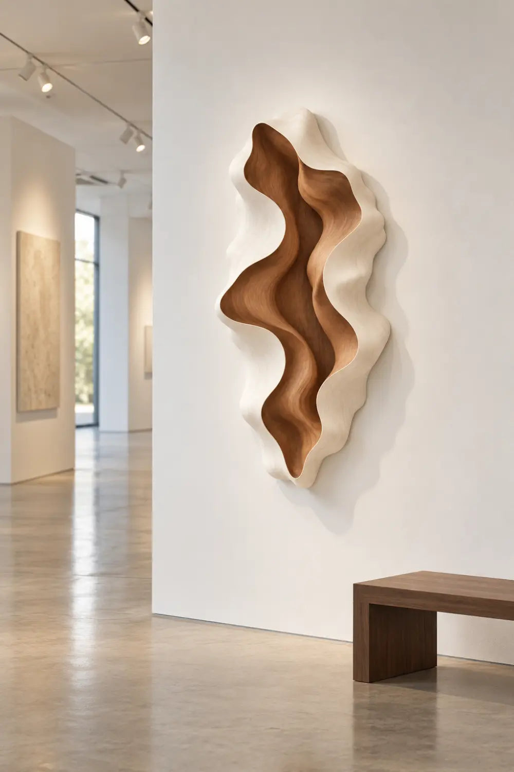 Biomorphic Carved Wooden Wall Sculpture | Modern 3D Relief Wave Art Home Decor