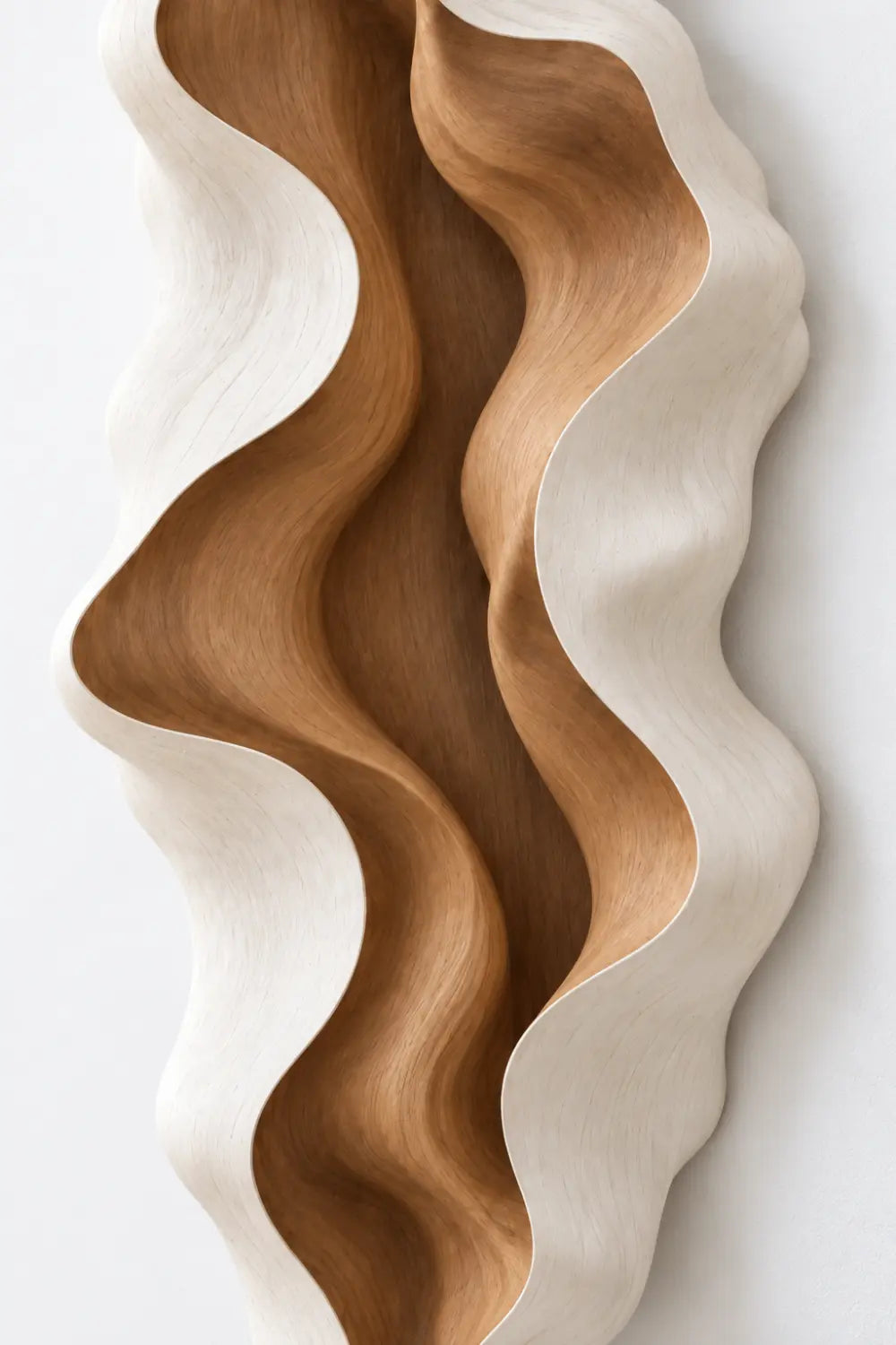 Biomorphic Carved Wooden Wall Sculpture | Modern 3D Relief Wave Art Home Decor