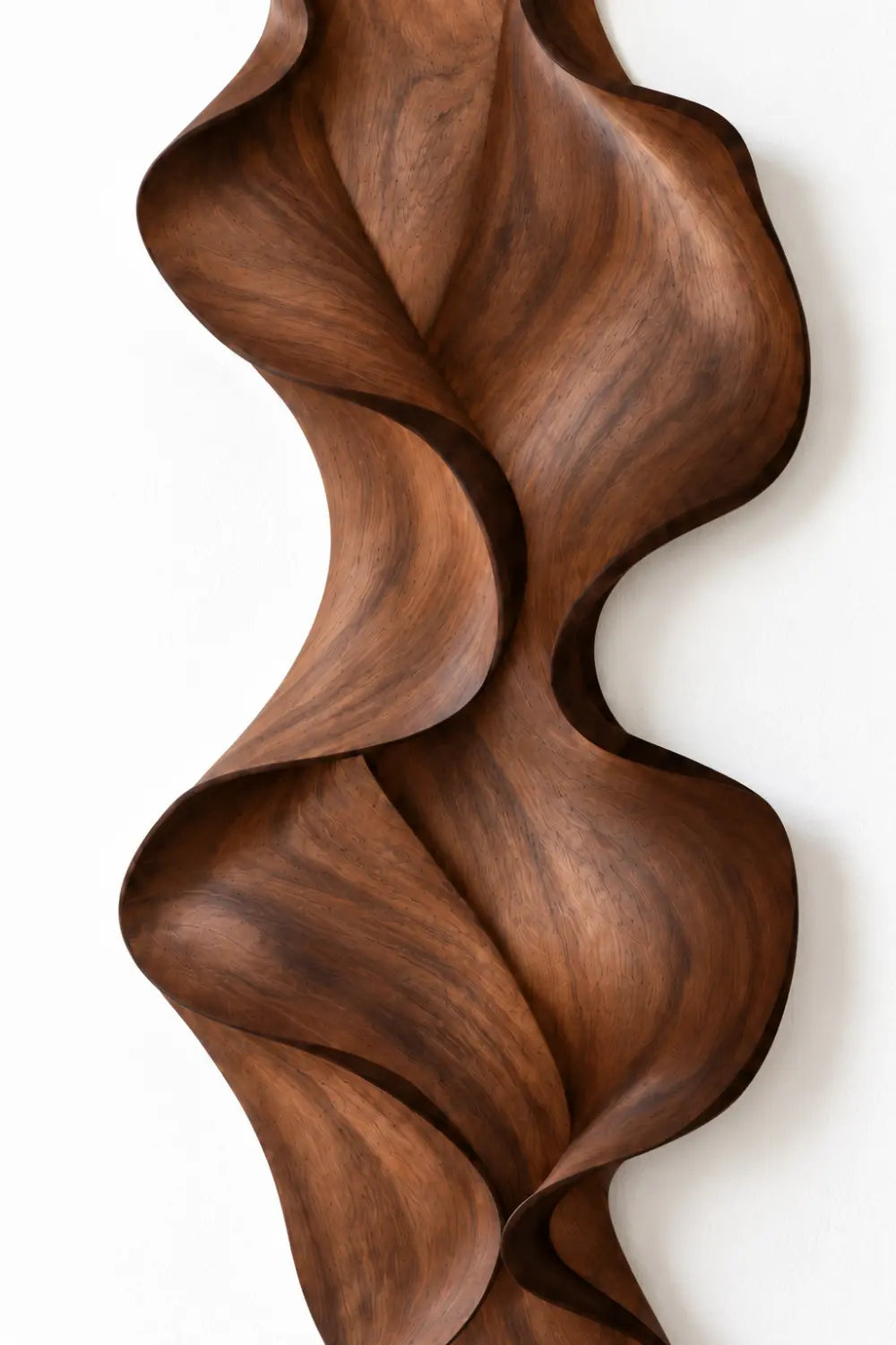 Abstract Fluted Wooden Wall Relief Sculpture | Undulating Vertical Wave Art Decor