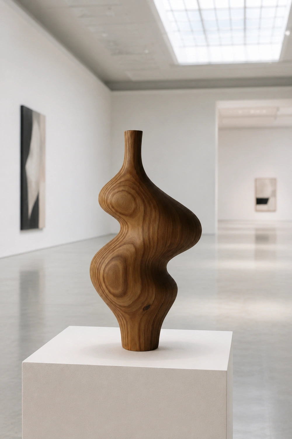 Wabi Sabi Wood Vase Decor | Modernist Curved Accent Vessel