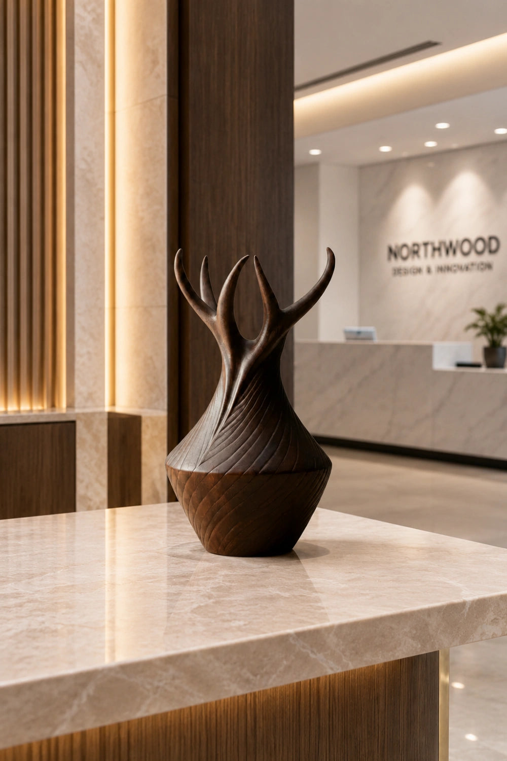 Carved Wood Vase Sculpture | Sculptural Wooden Vessel | Artisan Decor Centerpiece