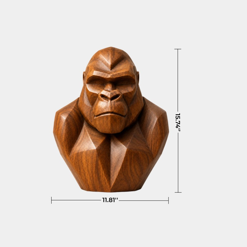 Faceted Wood Gorilla Bust | Bold Geometric Office Decor Unique Gift Idea