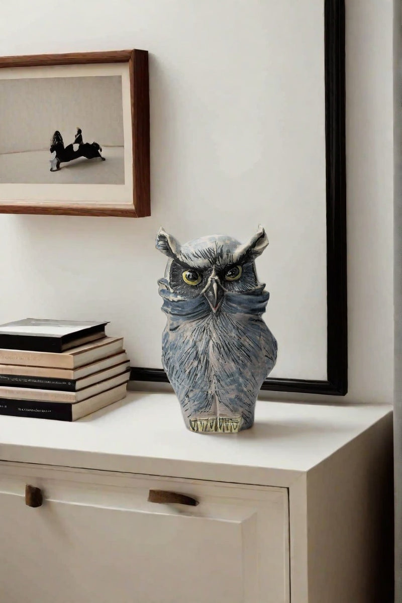 Animal Pottery Sculpture Animal Pottery Clay Owl Carving Pottery Owl Carvings Ceraminc Owl Statue