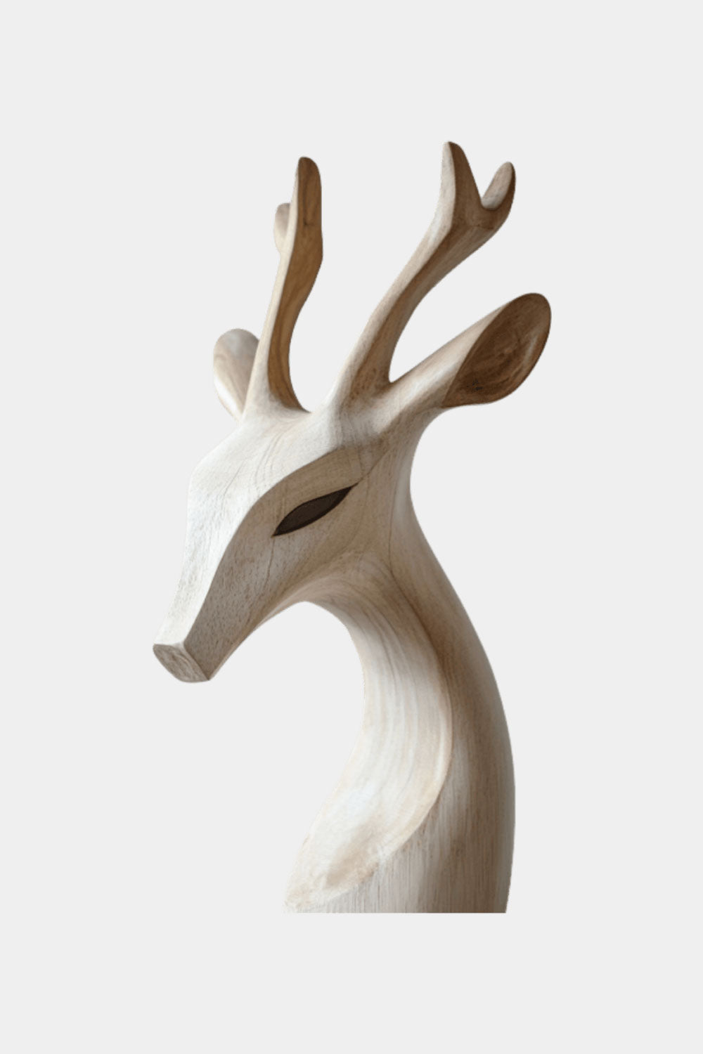 Handcrafted Wooden Deer Head Wooden Deer Head Sculpture Wood Deer Figurine For Home