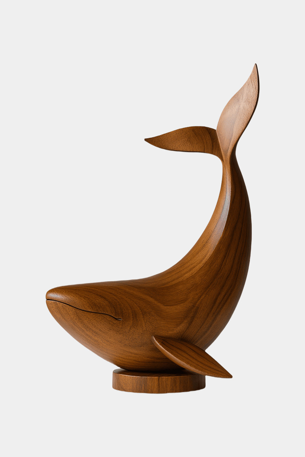 Modern Wooden Fish Sculpture Abstract Handcarved Decor Piece Wood Art