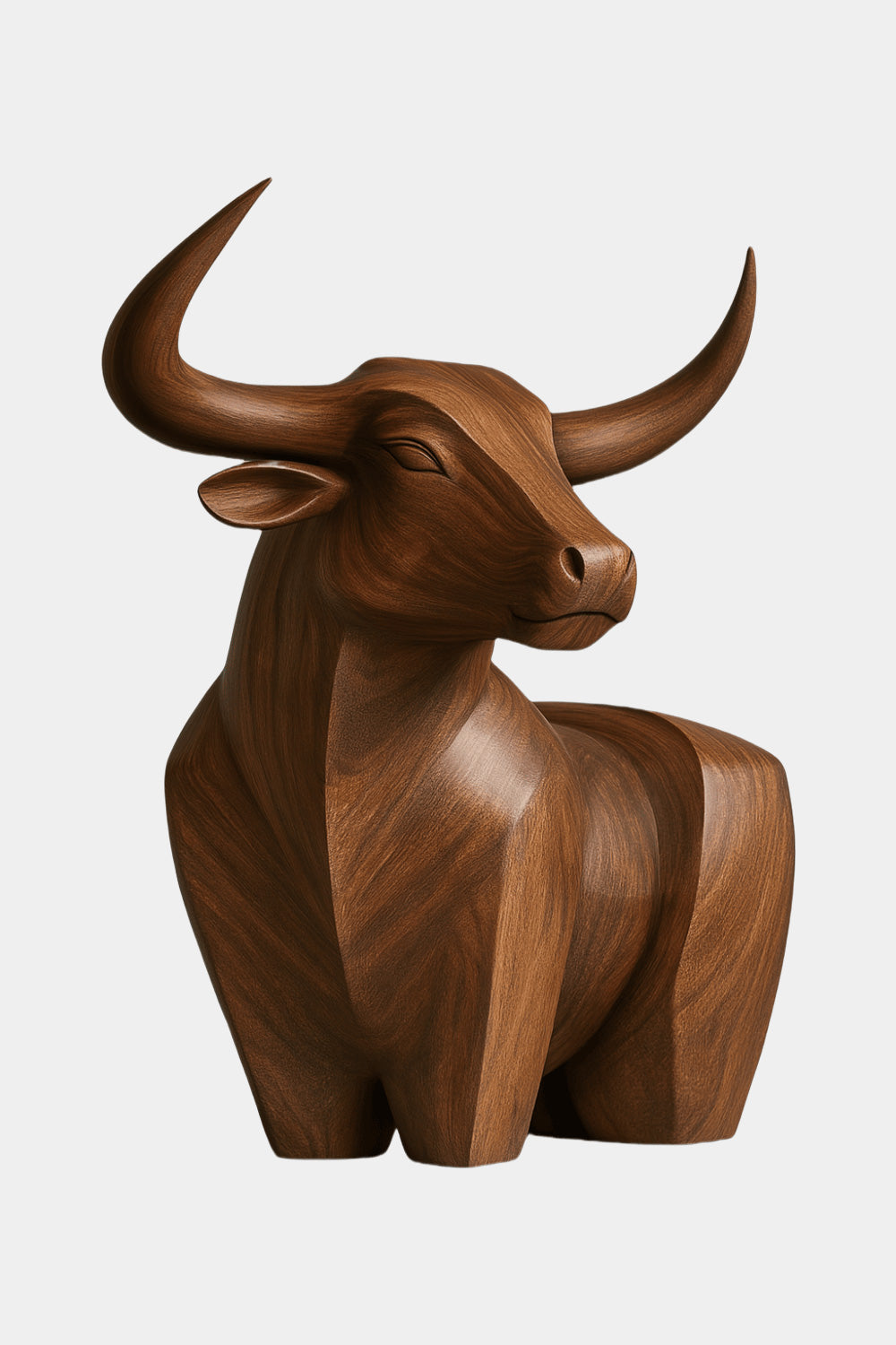 Handcrafted Wooden Bull Sculpture Bull Statue Wood Animal Figurines Art
