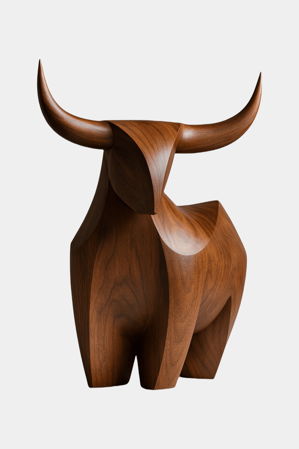 Handcrafted Wooden Bull Sculpture Bull Statue Wood Animal Figurines Art