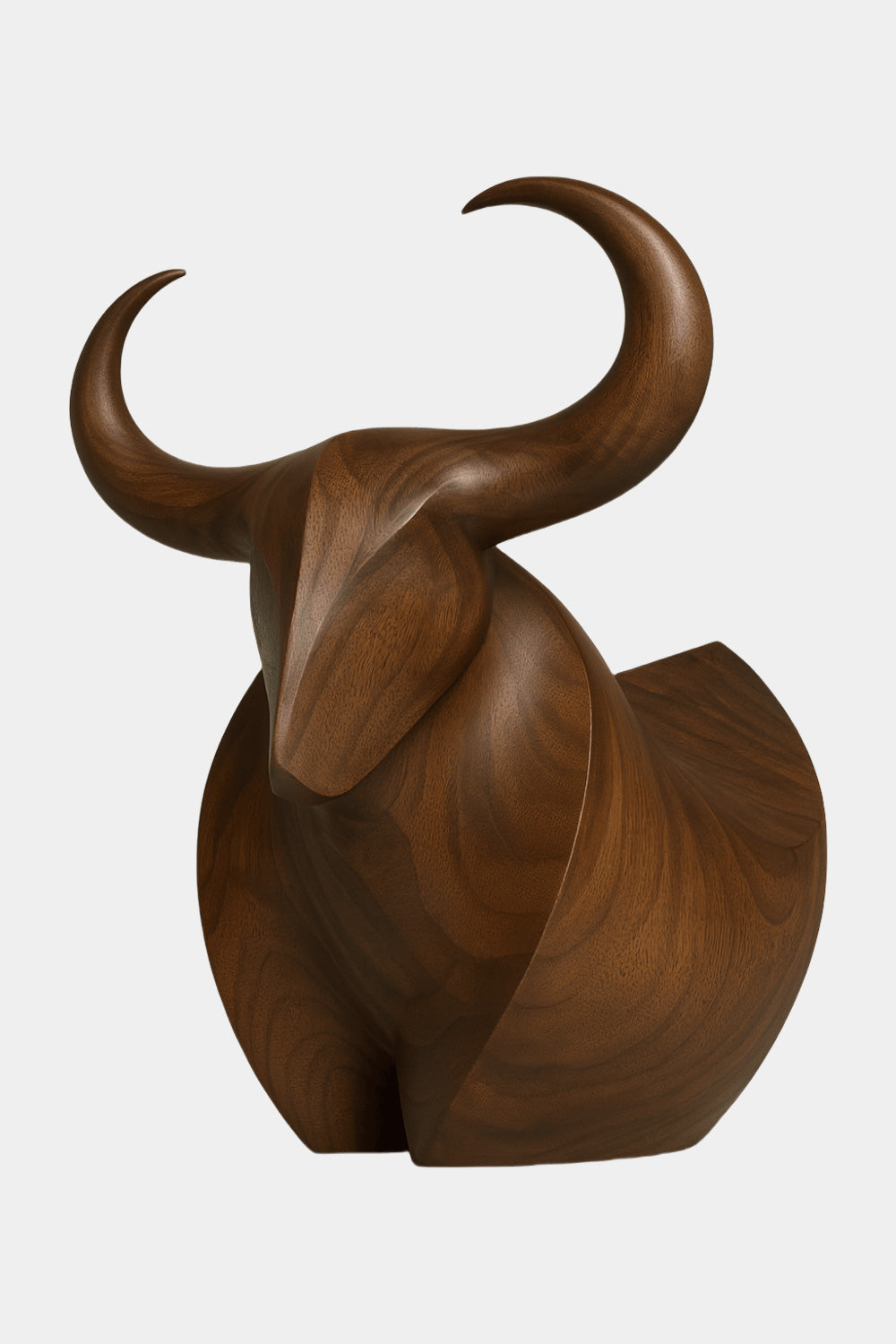 Handcrafted Wooden Bull Sculpture Bull Statue Wood Animal Figurines Art