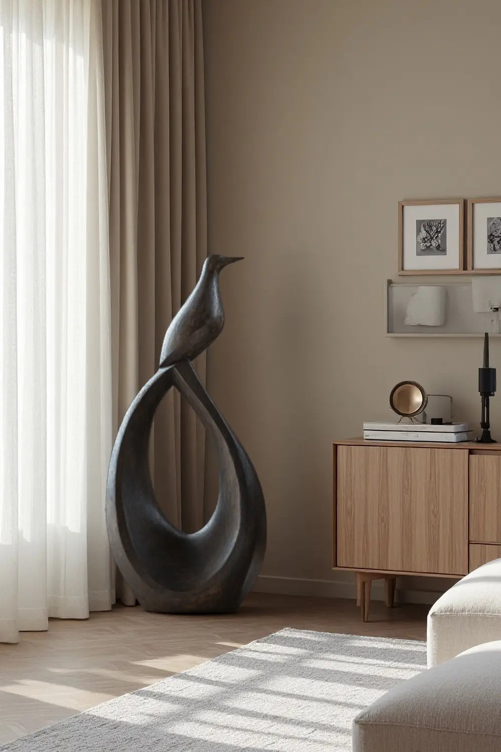 Abstract Bird Wooden Sculpture Hand Carved Modern Art Home Décor Art