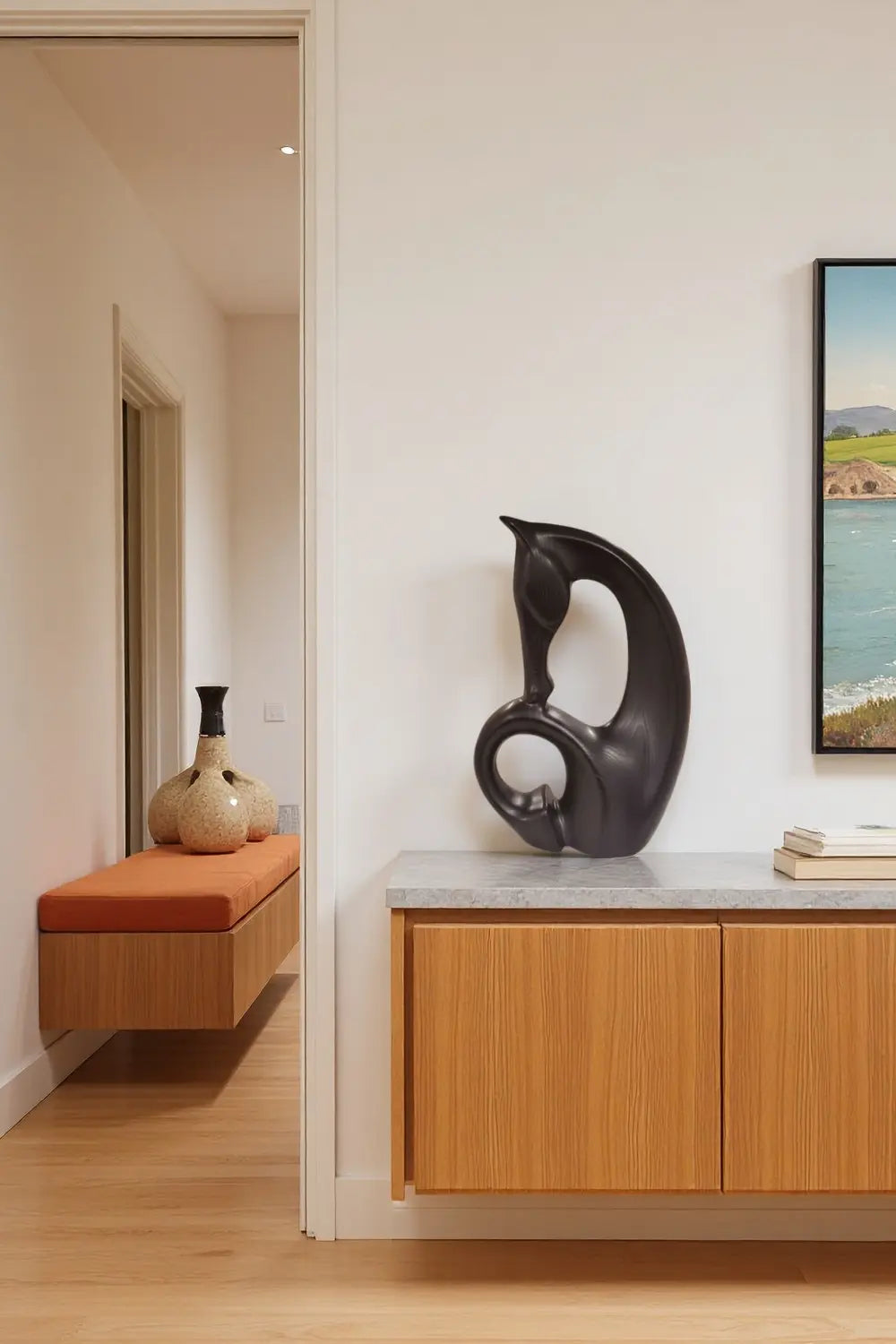 Abstract Blacnk Wooden Horse Sculpture Animal Wood Sculpture Decor for Home