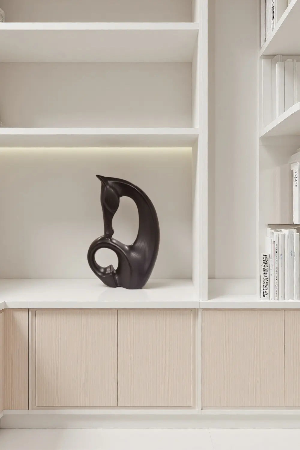 Abstract Blacnk Wooden Horse Sculpture Animal Wood Sculpture Decor for Home