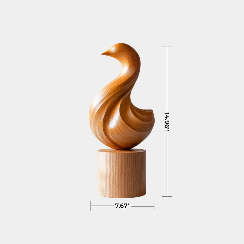 Fluid Abstract Wood Bird Sculpture | Modern Biomorphic Decor & Elegant Gift