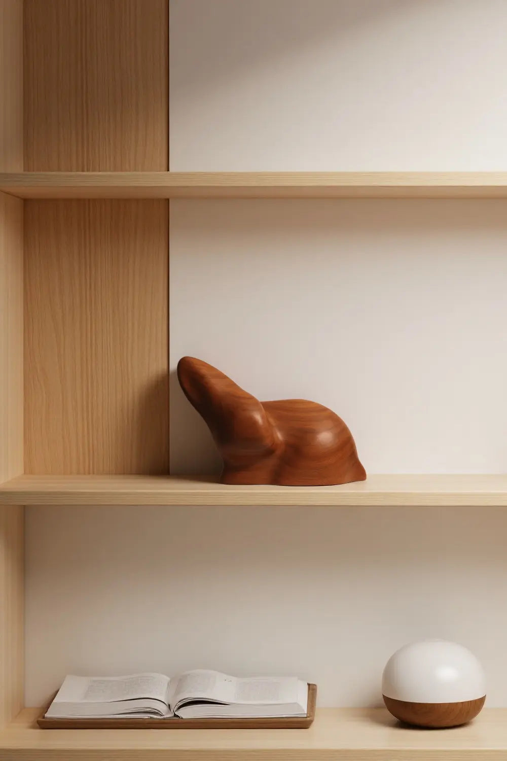 Abstract Wooden Animal Rabbit Sculpture Handcrafted Minimalist Decor