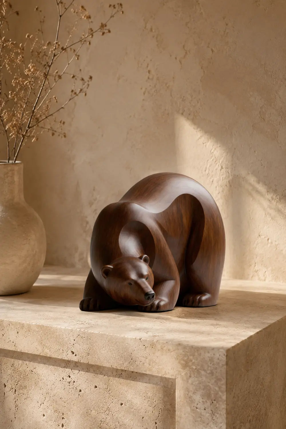 Handcrafted Abstract Wood Bear | Organic Modern Table Decor Nature Lover Gift