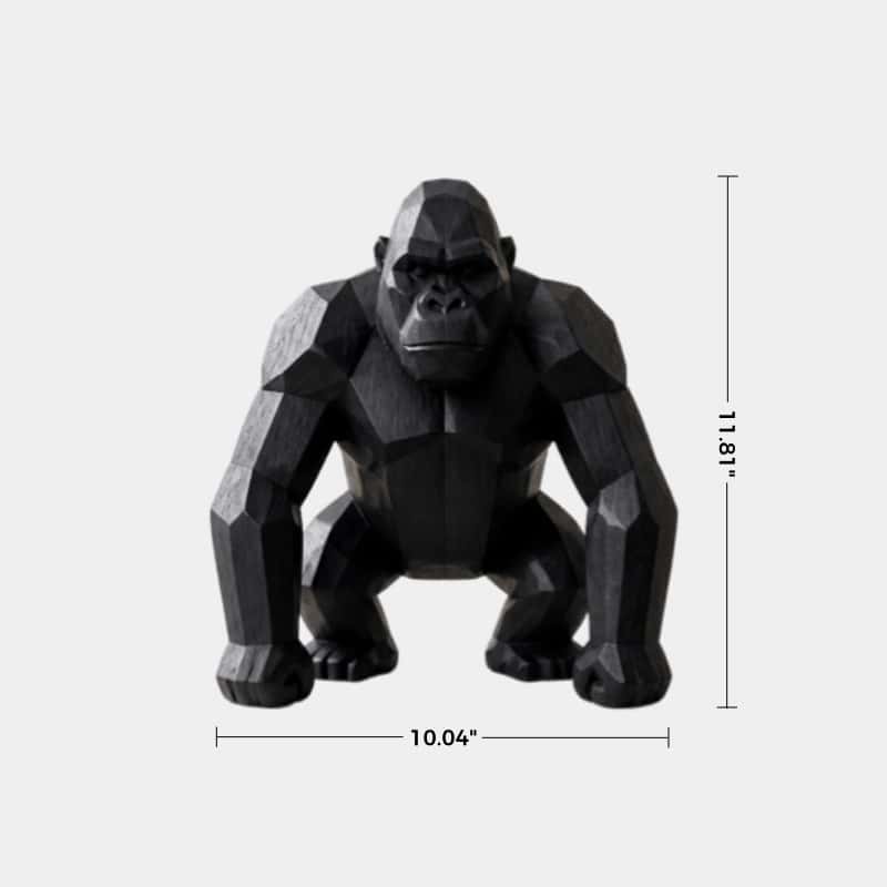 Hand-Carved Geometric Gorilla Wood Sculpture Modern Abstract Animal Art For Home Decor
