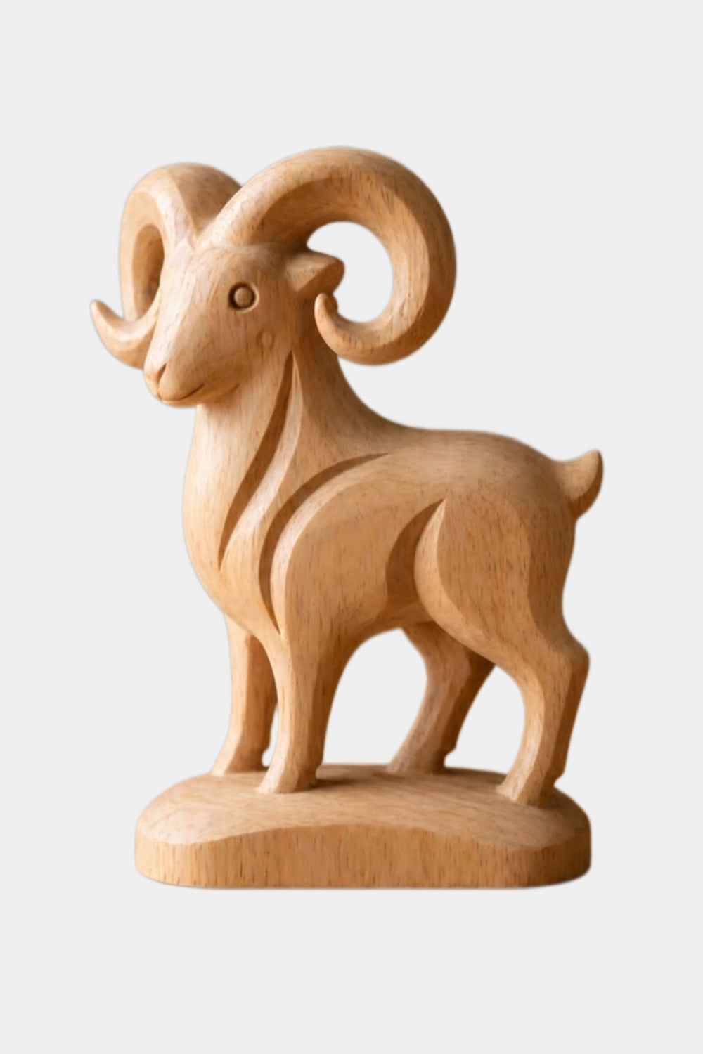 Hand-Carved Wooden Ram Sculpture Abstract Animal Art For Modern Home Decor