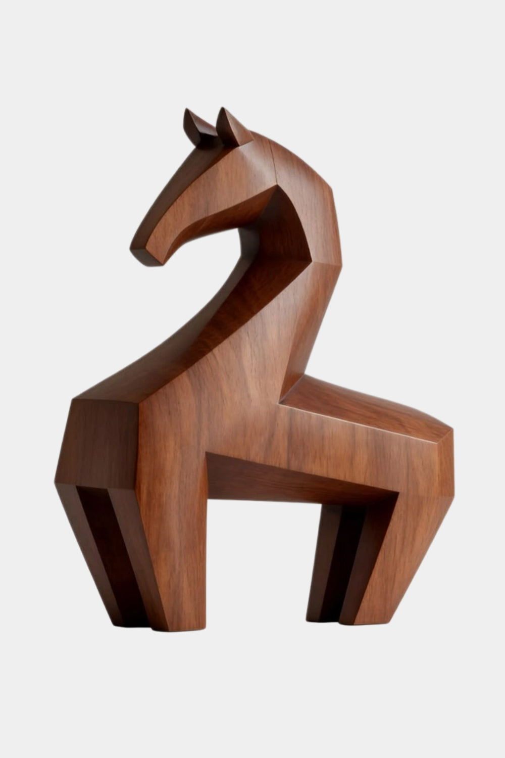 Handmade Abstract Wooden Horse Sculpture For Modern Home Decor