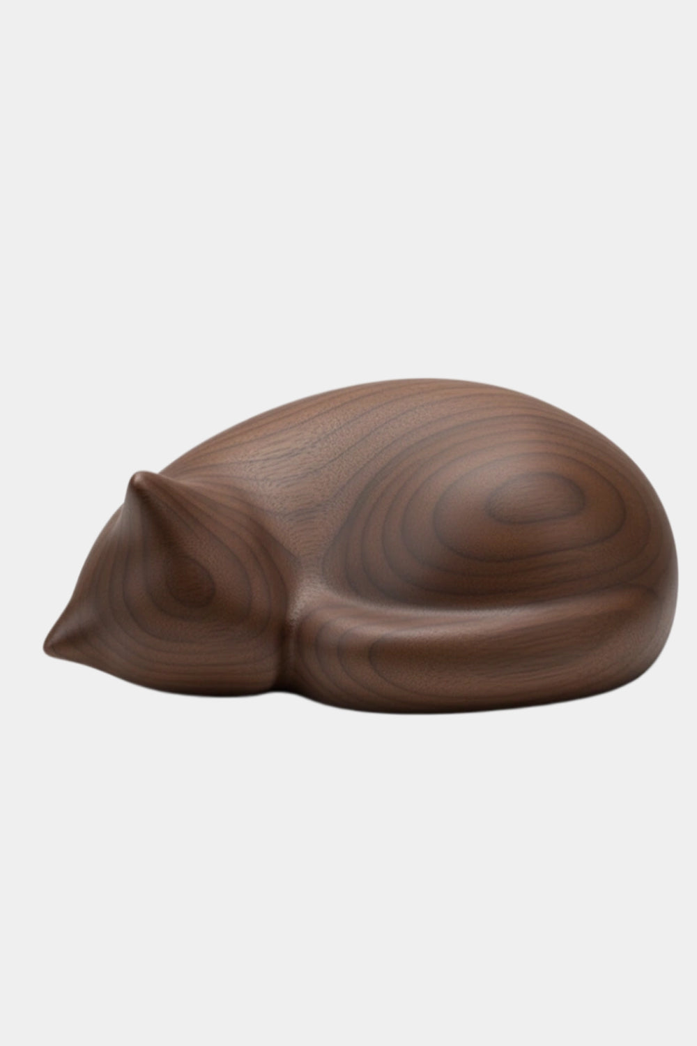 Minimalist Wood Cat Sculpture | Abstract Sleeping Figurine Decor