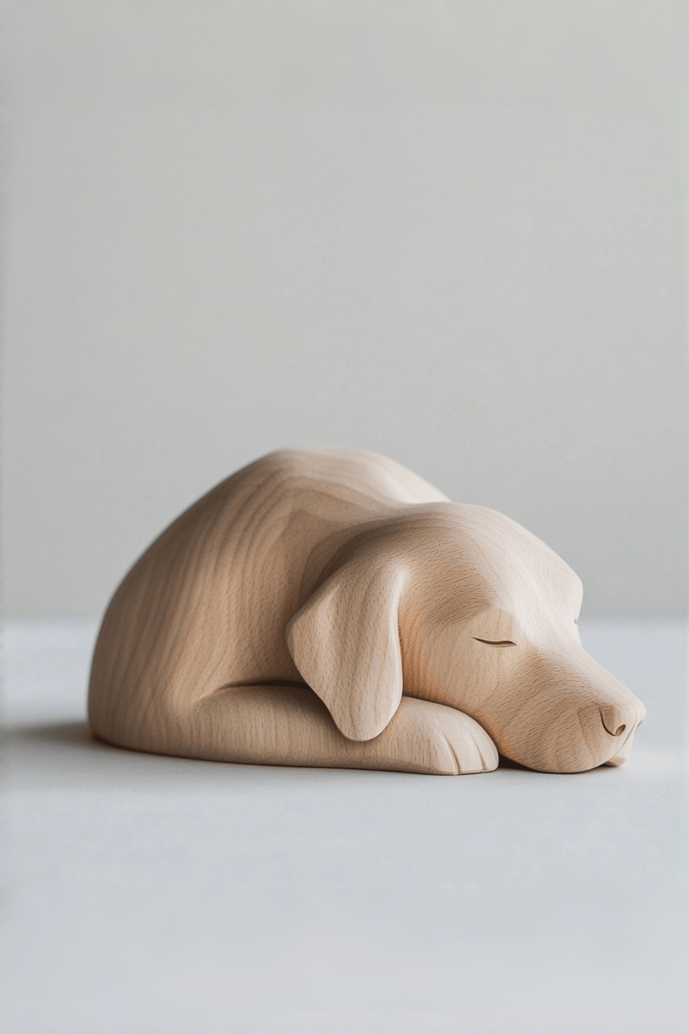 Serene Light Wood Dog Statuette | Peaceful Pet Remembrance Gift