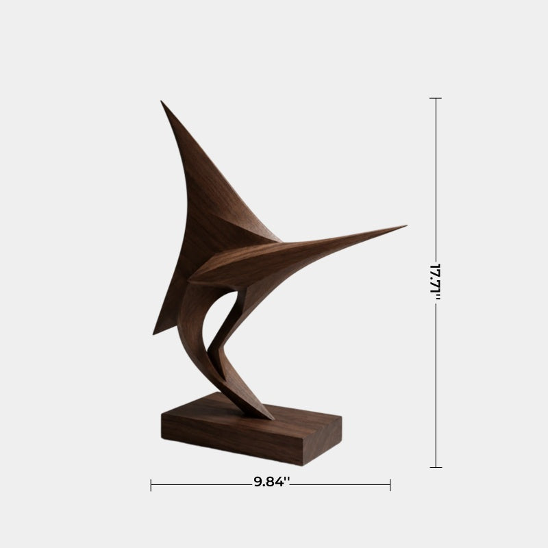 Geometric Wood Marlin Sculpture | Modern Coastal Decor Luxury Gift
