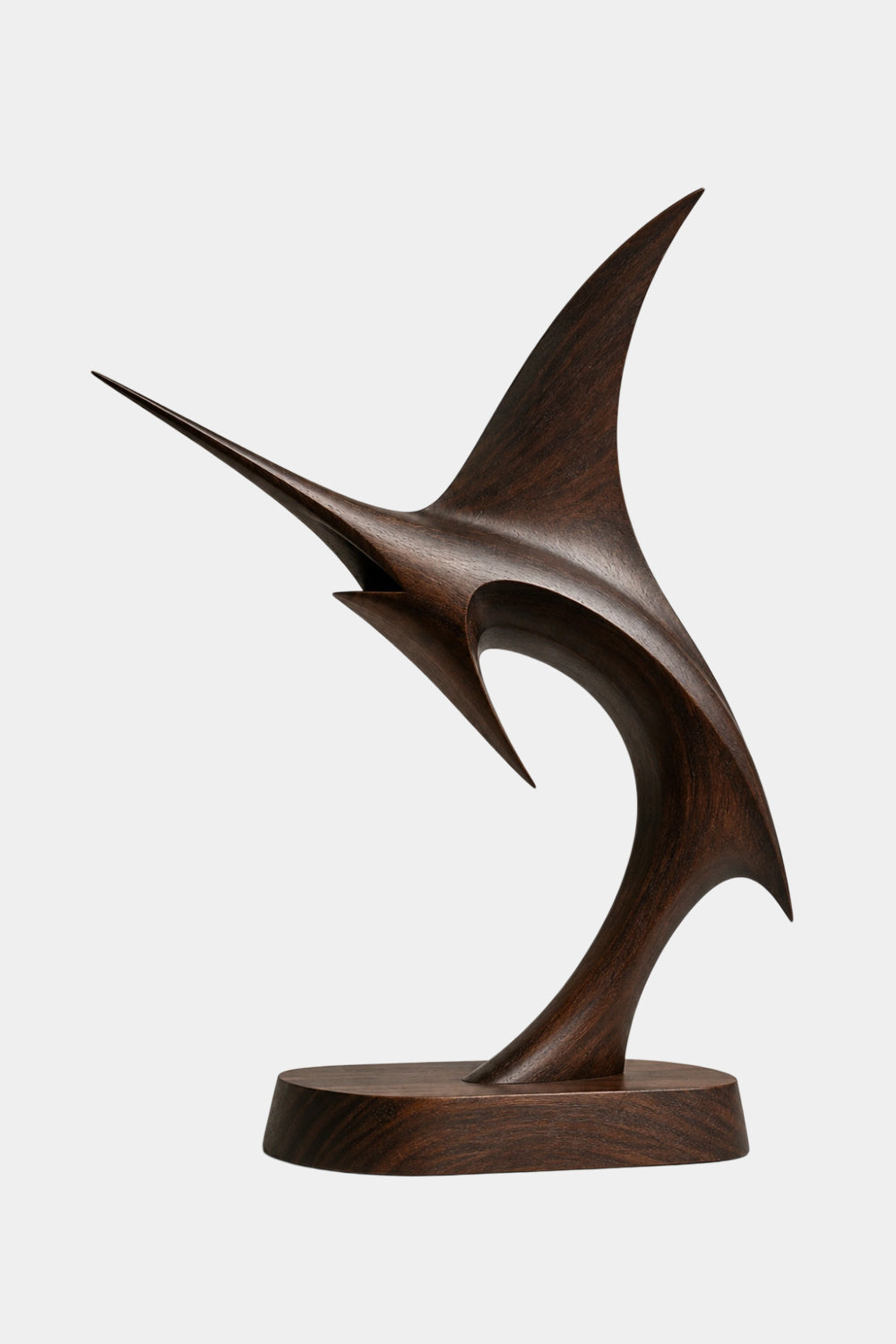 Fluid Abstract Wood Sailfish Statue | Sleek Nautical Decor Premium Gift