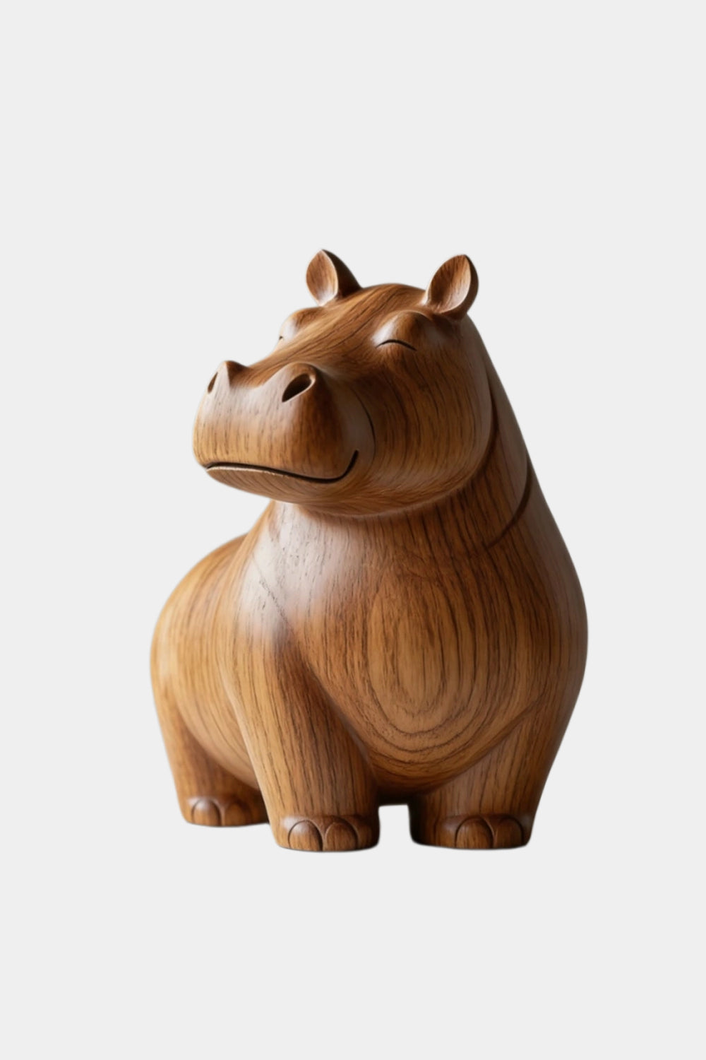 Whimsical Wood Hippo Figurine | Minimalist Animal Decor | Charming Gift Idea