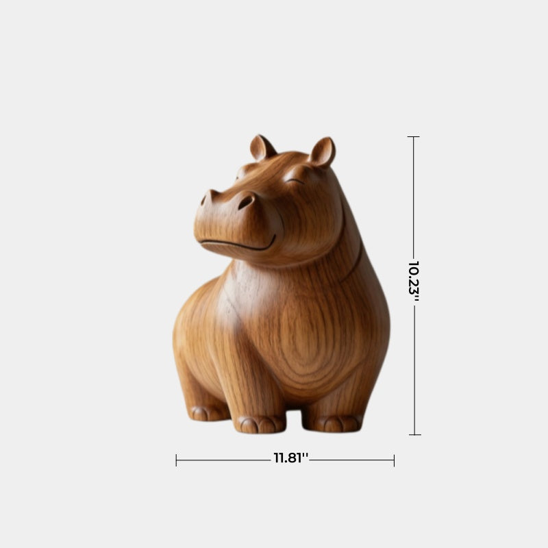 Whimsical Wood Hippo Figurine | Minimalist Animal Decor | Charming Gift Idea