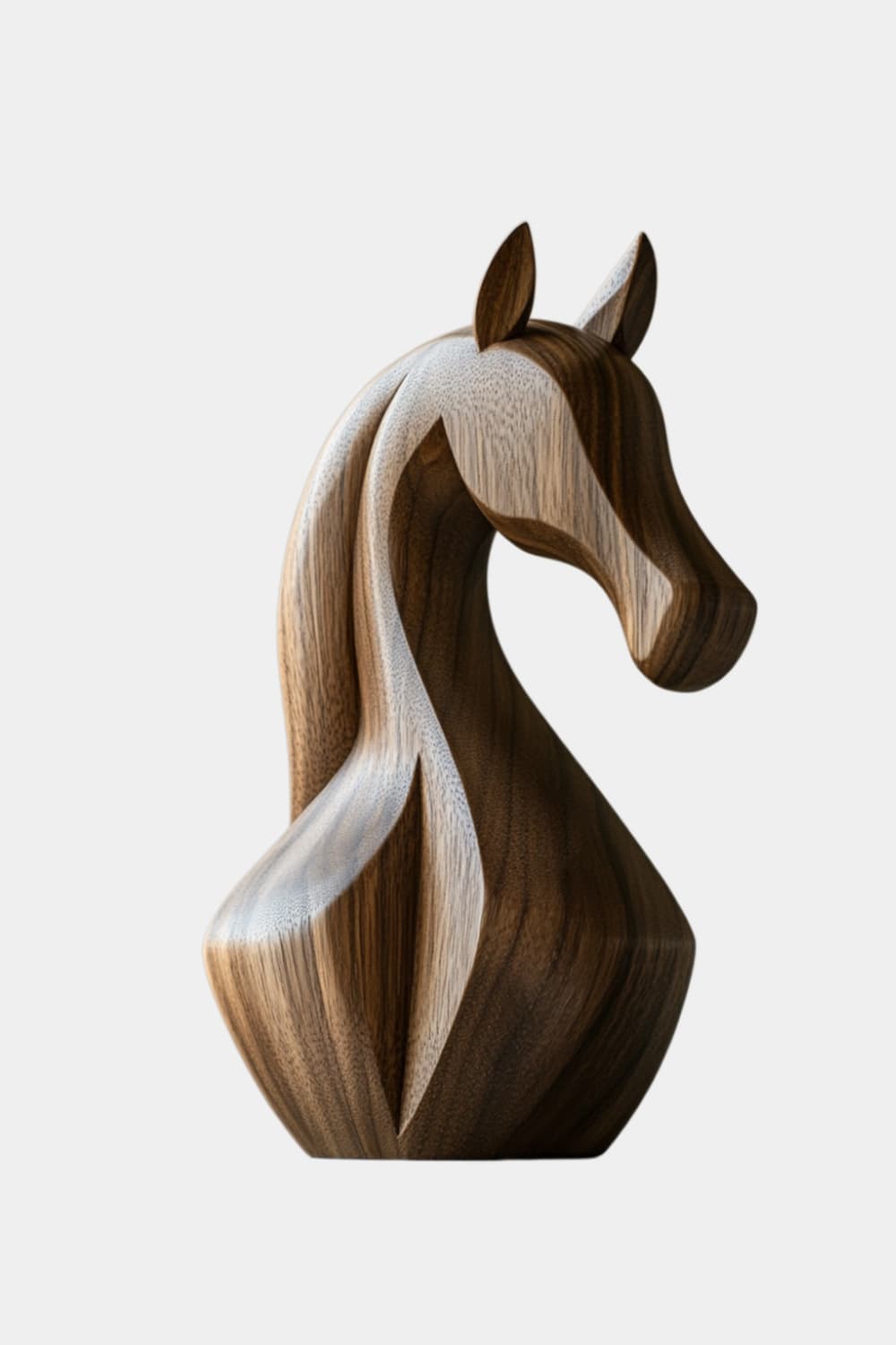 Sleek Wood Horse Head Sculpture | Elegant Equestrian Decor Distinctive Gift