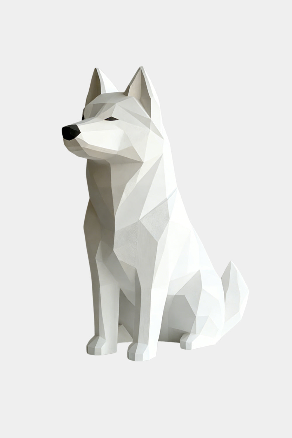 Geometric Polygonal Wood Dog Statue | Minimalist Nordic Decor | Unique Dog Lover Gift