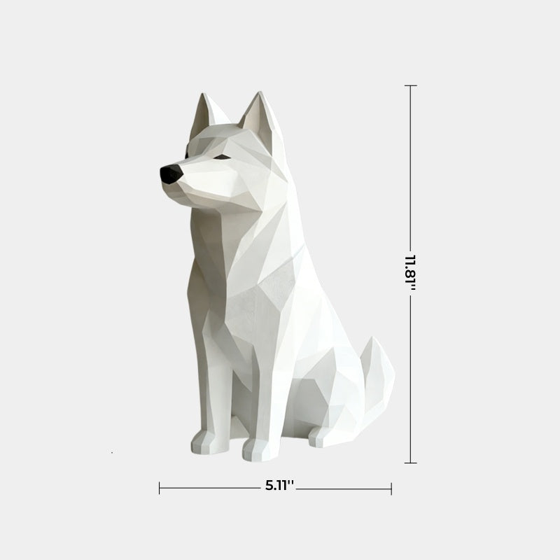 Geometric Polygonal Wood Dog Statue | Minimalist Nordic Decor | Unique Dog Lover Gift