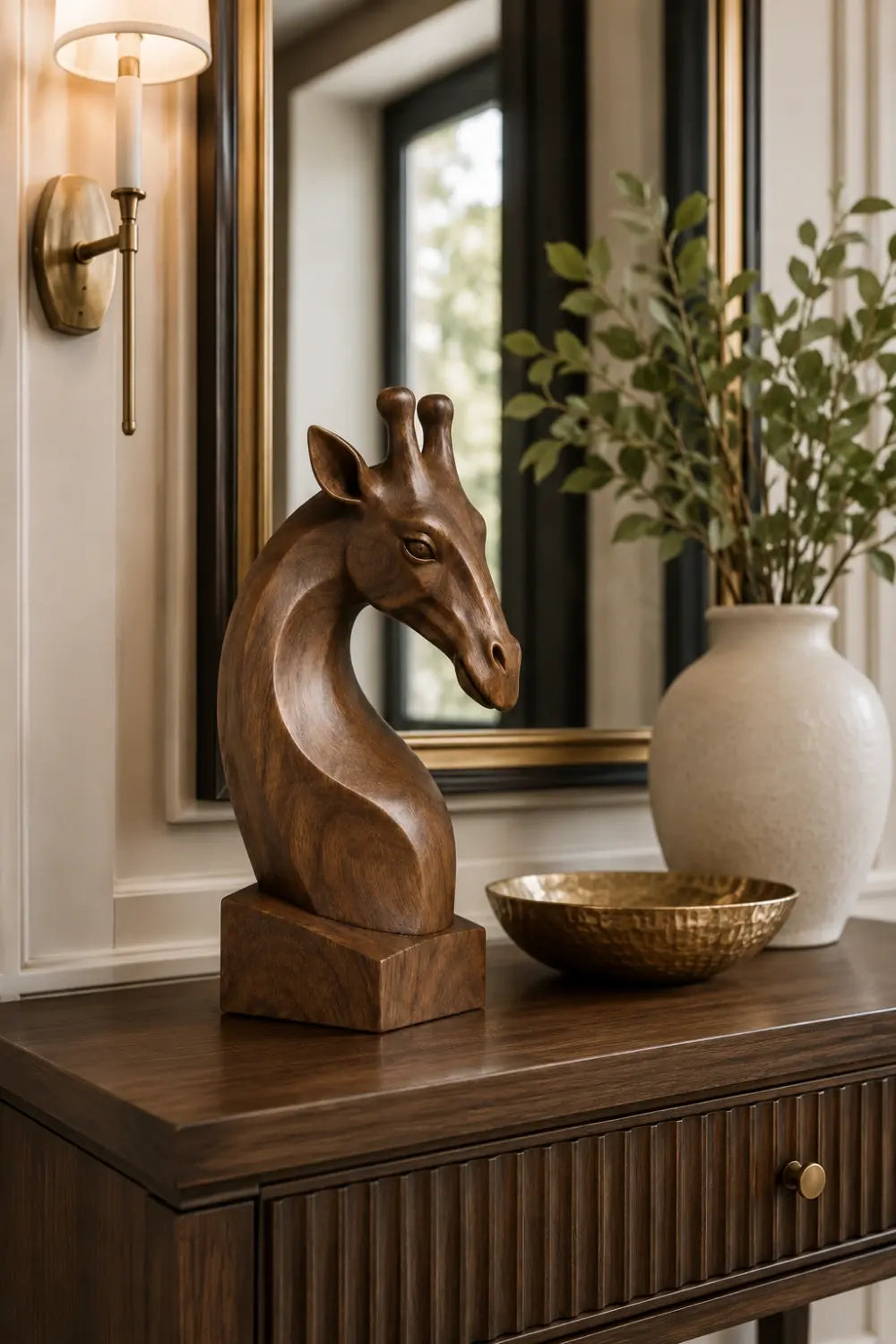 Contemporary Wood Giraffe Bust | Luxury Safari Home Decor | Meaningful Gift